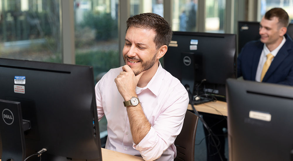 Student working on a computer